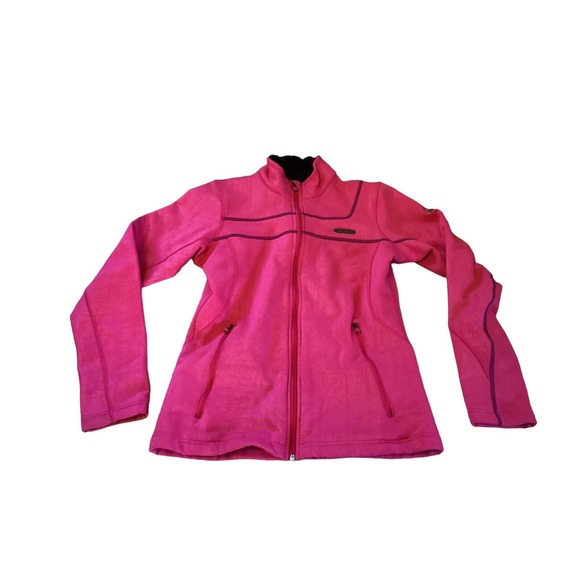 Under Armor Hot Pink pink Full Zip Jacket W/fuzzy Black Collar Women’s Small - Picture 2 of 7